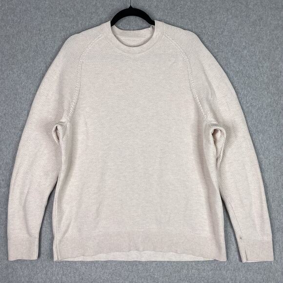 Lululemon Sweater Mens L Natural Ivory Textured Knit Classic Fit Crewneck - Picture 1 of 6